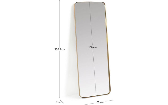 Kave Home - Wandspiegel Marco van goudkleurig metaal 55 x 150,5 cm
