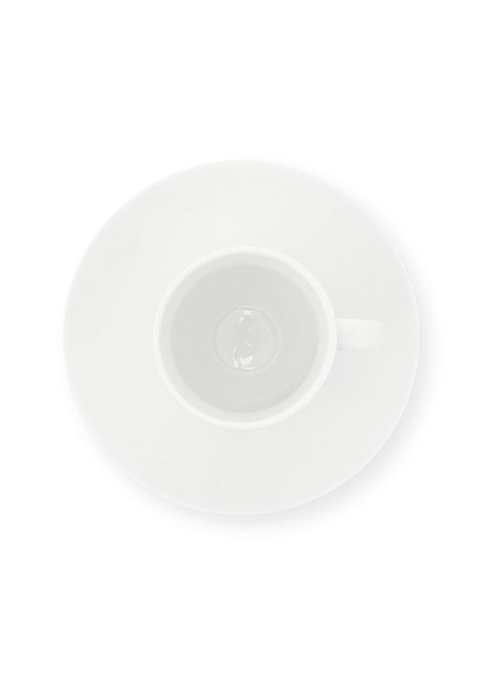 vtwonen Koffiekopjes met Schoteltjes - Set van 4 - Wit - Porselein