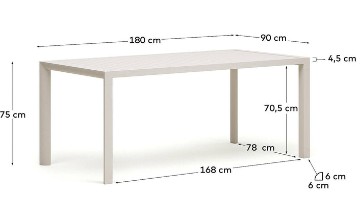 Kave Home - Culip buitentafel van aluminium met witte afwerking 180 x