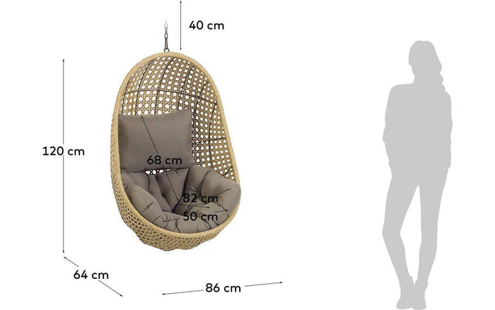 Kave Home - Cira hangstoel met natuurlijke afwerking