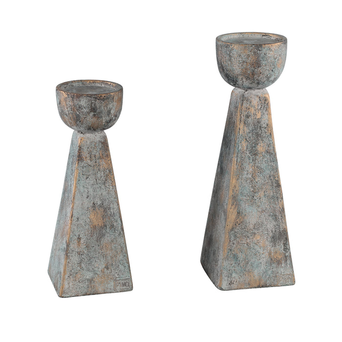 PTMD Zavis Grey cement candle holder round low