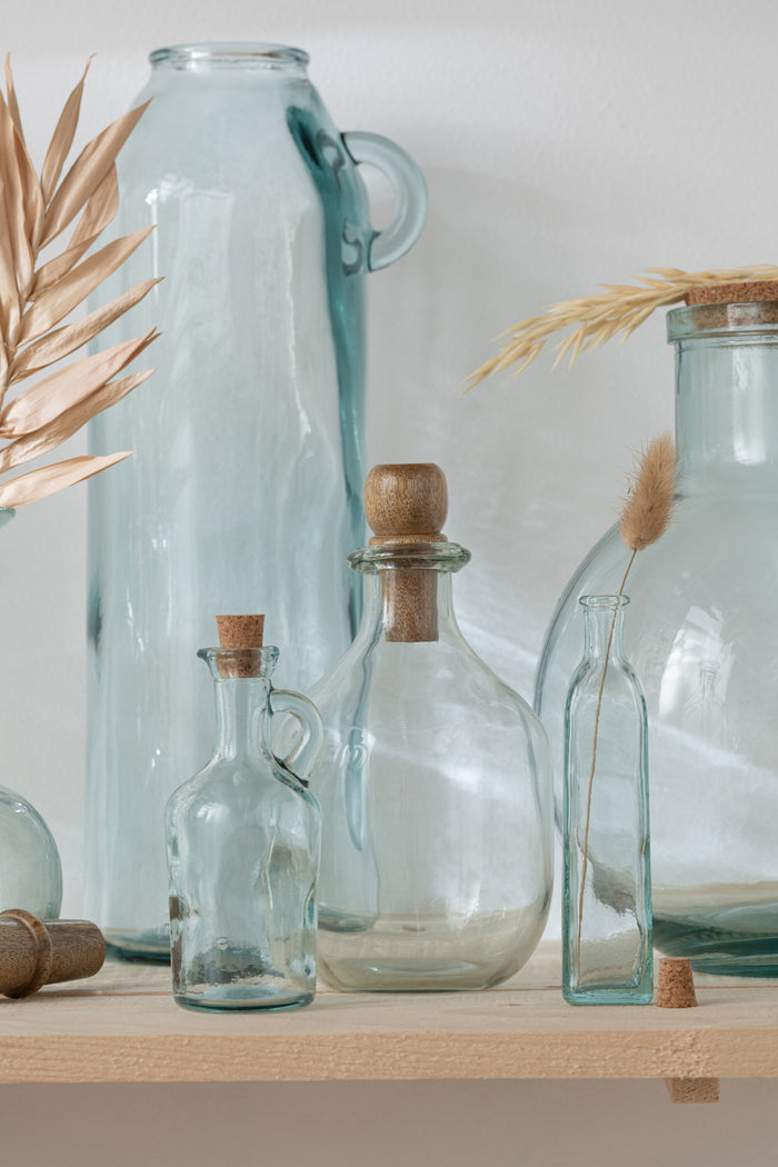 J-Line karaf Tuit Rond - decanteerkaraf + stop - glas|kurk - transparant|groen