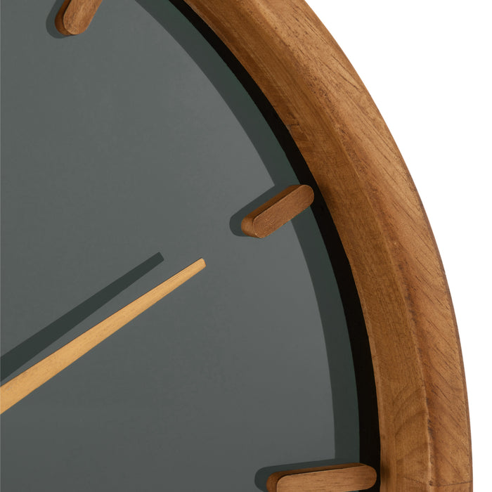 J-Line klok Rond - hout|glas - bruin|zwart - Ø 40 cm