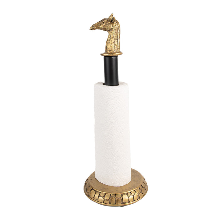 Clayre & Eef Keukenrolhouder Ø 16x41 cm Goudkleurig Zwart Kunststof