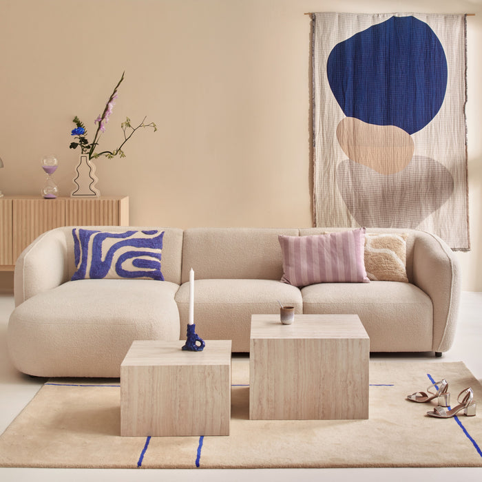 by fonQ Soft Hoekbank met Chaise Longue Links - Bouclé - Crème