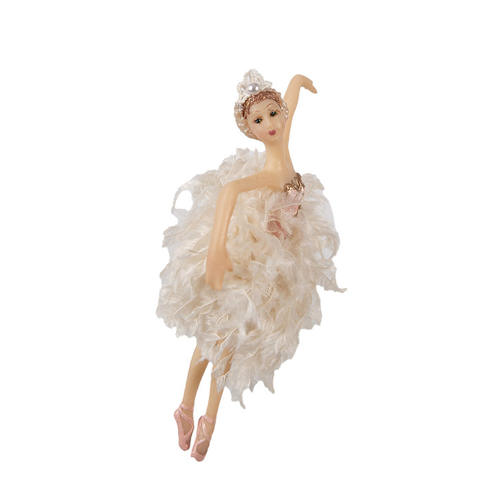 Clayre & Eef Kersthanger Ballerina 15 cm Roze Beige Polyresin