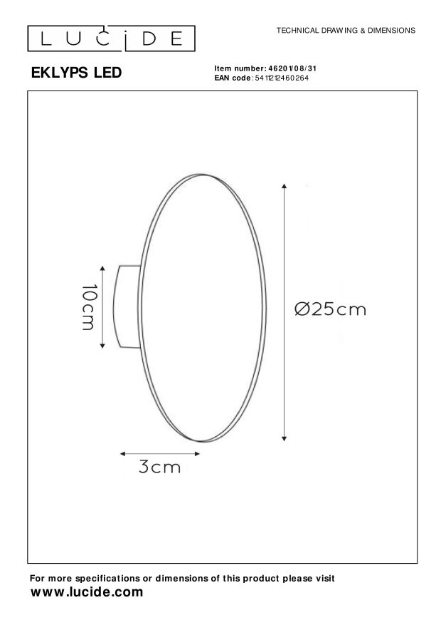 Lucide EKLYPS LED Wandlamp - Wit