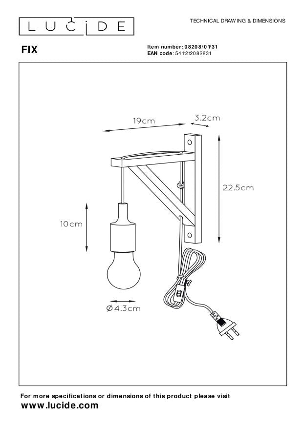 Lucide FIX Wandlamp - Wit
