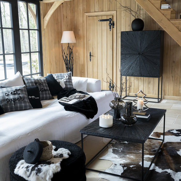 J-Line Kaarshouder Dennenboom Op Voet Hout Aluminium Zilver Large