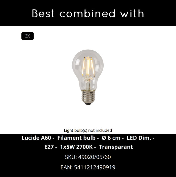 Lucide AGATHA Hanglamp 3xE27 - Mat Goud | Messing