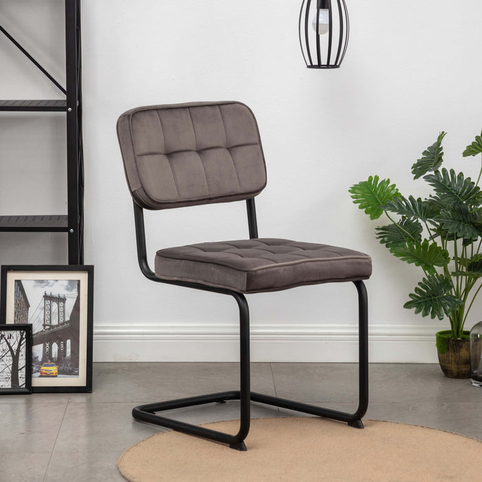 Criks Eetkamerstoelen Set van 2 Flexa - Grijs - Metaalpoot - Fluweel