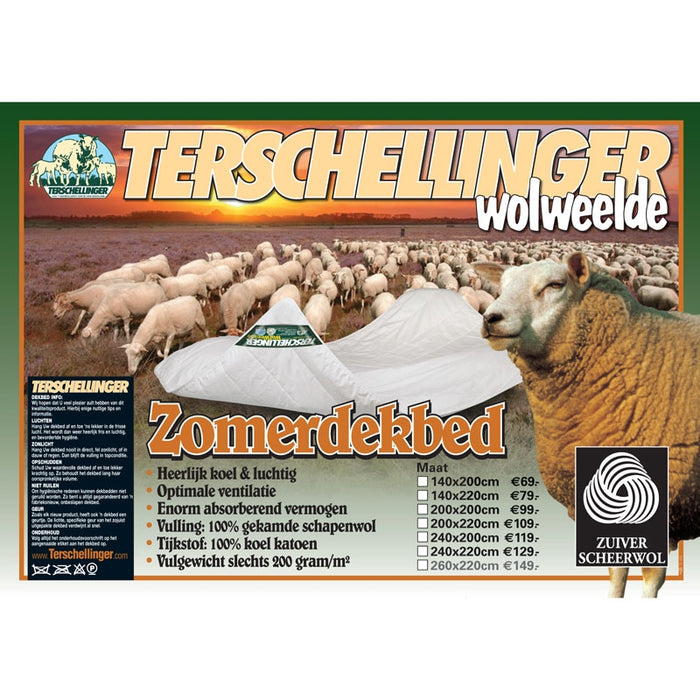 Terschellinger Wolweelde - Wollen Zomerdekbed - 200x200cm