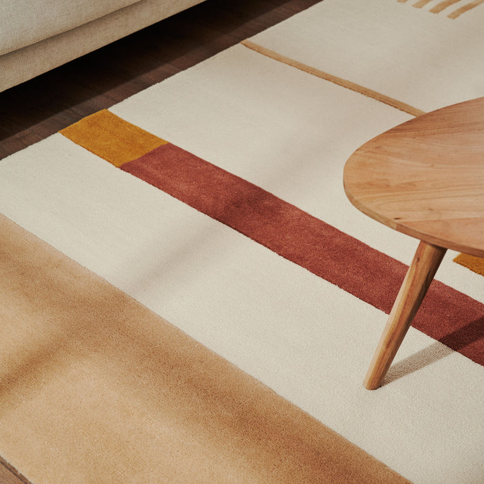 Kave Home - Alfombra Cambrils 100% lana beige y marrón 160 x 230 cm