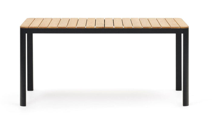 Kave Home - Bona 100% buitentafel in massief teakhout en aluminium met