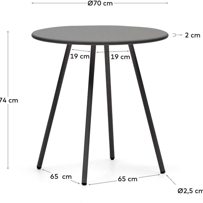 Kave Home - Montjoi ronde buitentafel in staal met grijze afwerking, Ø
