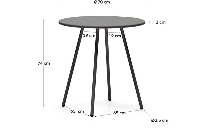 Kave Home - Montjoi ronde buitentafel in staal met grijze afwerking, Ø
