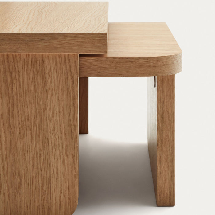 Kave Home - Oaq set van 2 salontafels in eiken fineer met natuurlijke