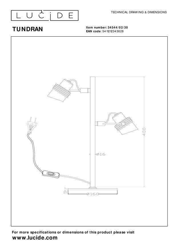 Lucide TUNDRAN Tafellamp - Zwart