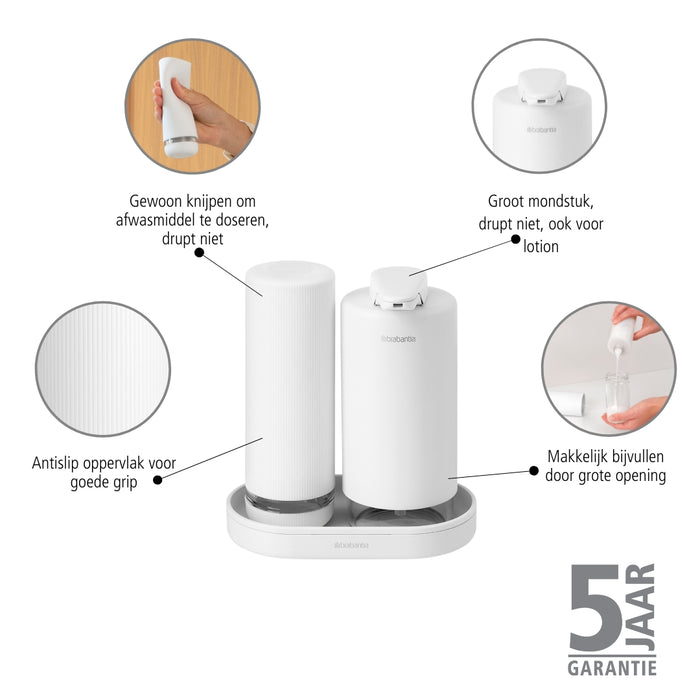 Brabantia SinkStyle Zeepdispenser Set - Mineral Fresh White