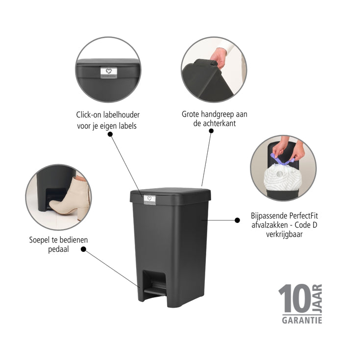 Brabantia StepUp Pedaalemmer - 16 L - Dark Grey