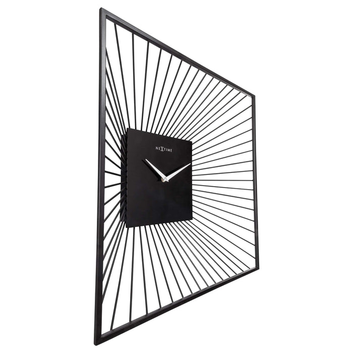 NeXtime - Wandklok 45x45x15cm-Stil-Zwart-Metaal-NeXtime "Vasco Square"
