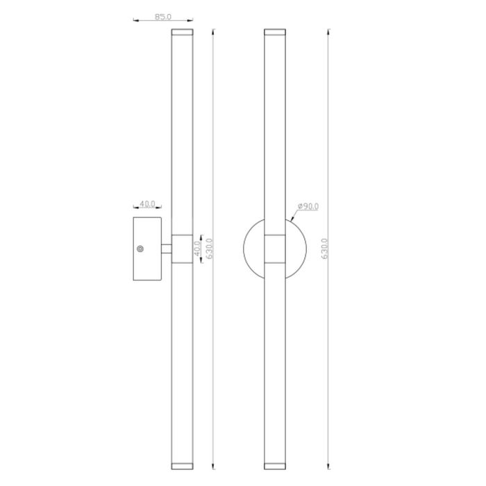 Maytoni - Wandlamp Axis Goud Ø 3 cm .
