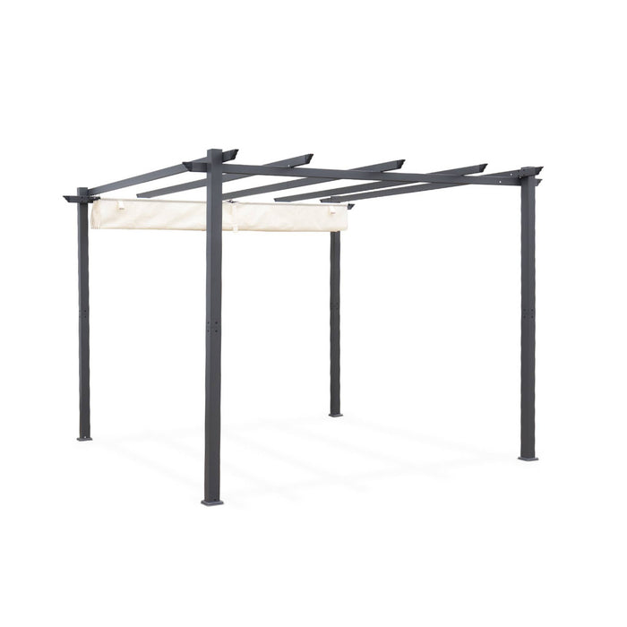 sweeek - Pergola, aluminium, 3x3m, met uitschuifbaar zonnescherm