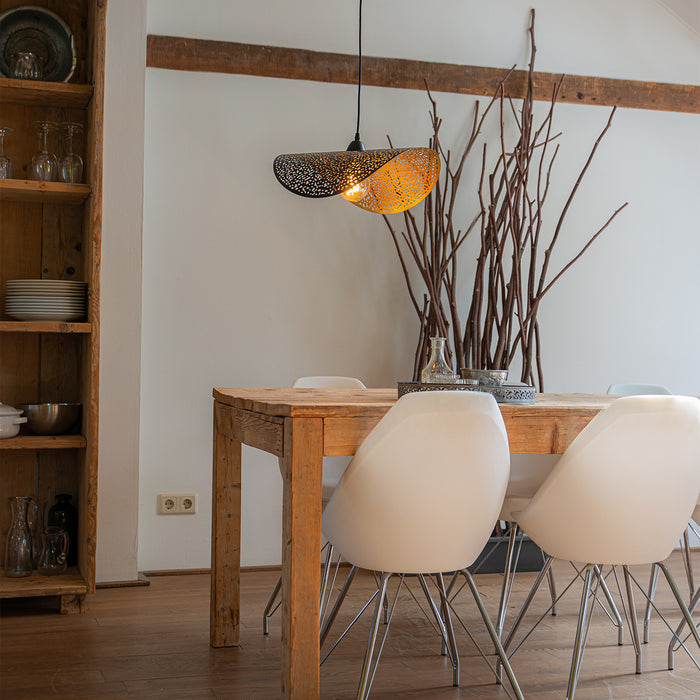 QAZQA Oosterse hanglamp zwart met goud 50 cm - Japke