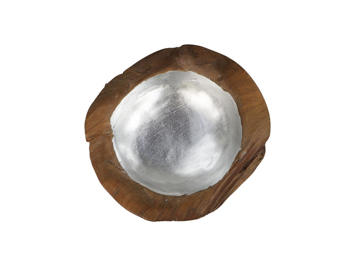 Fruitschaal small - ø30x6 - Naturel|grijs - Teak|aluminium