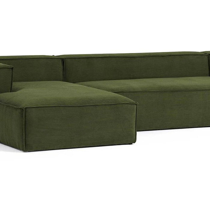 Kave Home Blok Chaise Longue Links - Rib - Donkergroen
