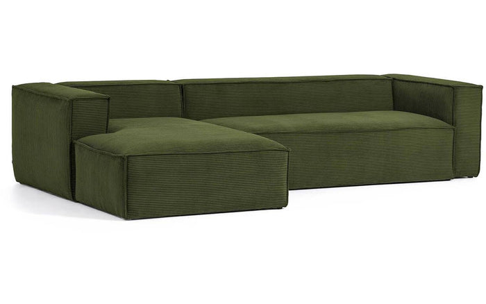 Kave Home Blok Chaise Longue Links - Rib - Donkergroen