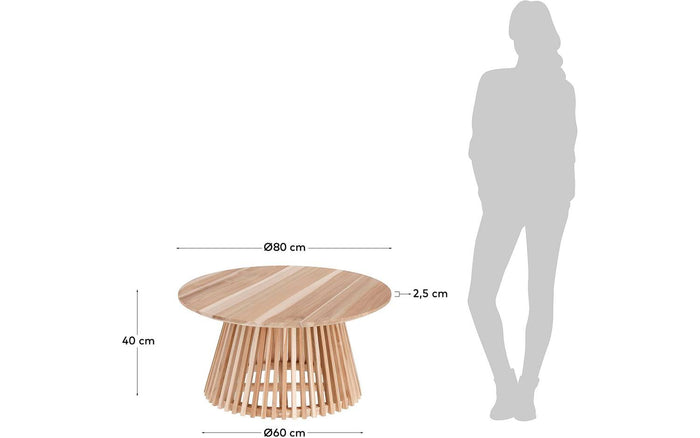 Kave Home Jeanette Salontafel - Ø 80 cm - Massief Teakhout - Naturel