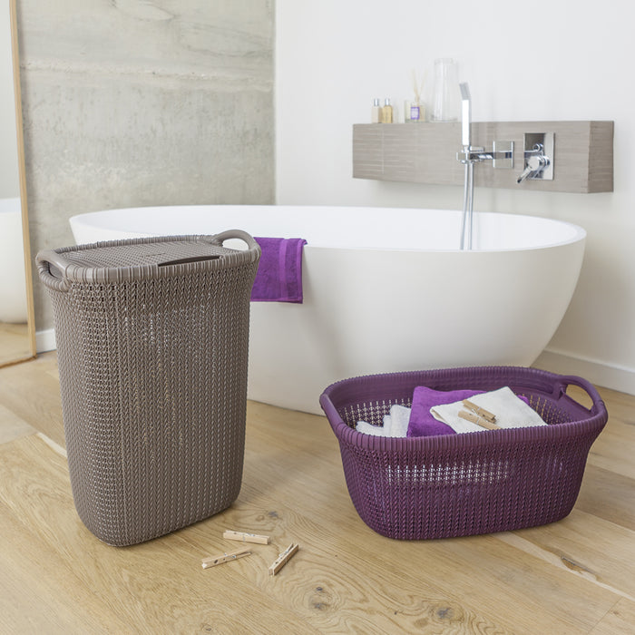 Curver Knit Wasmand met deksel - 57 l - set van 2 - Bruin