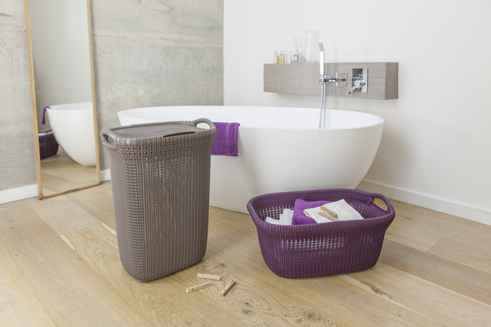 Curver Knit Wasmand met deksel - 57 l - set van 2 - Bruin