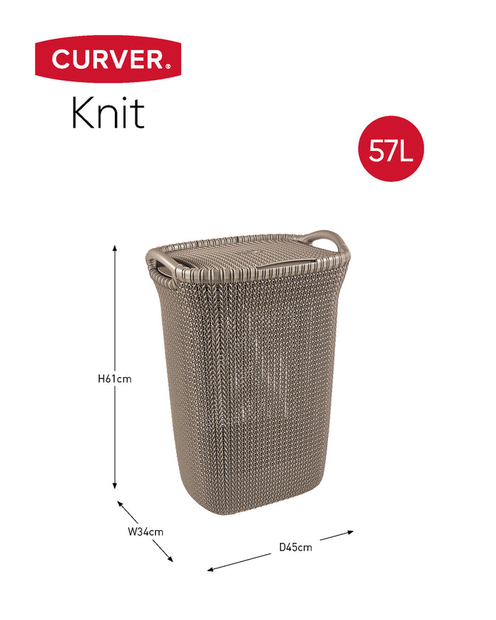 Curver Knit Wasmand met deksel - 57 l - set van 2 - Bruin