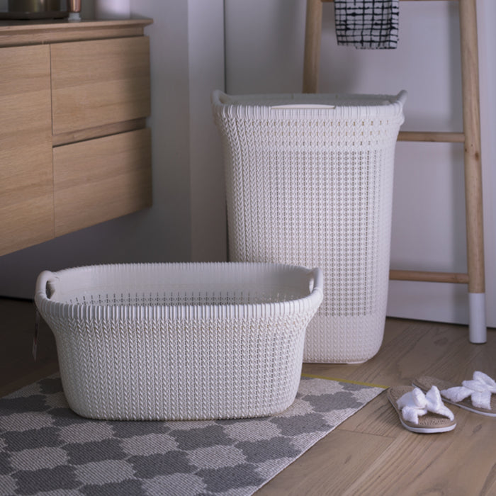 Curver Knit Wasmand met deksel - 57L - 2 stuks - Wit