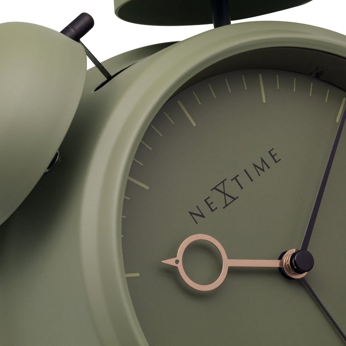 NeXtime - Tafel Wekker 15x18x7cm - Stil - licht functie - Olijf Groen