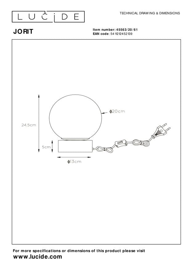 Lucide JORIT Tafellamp 1xE27 - Opaal