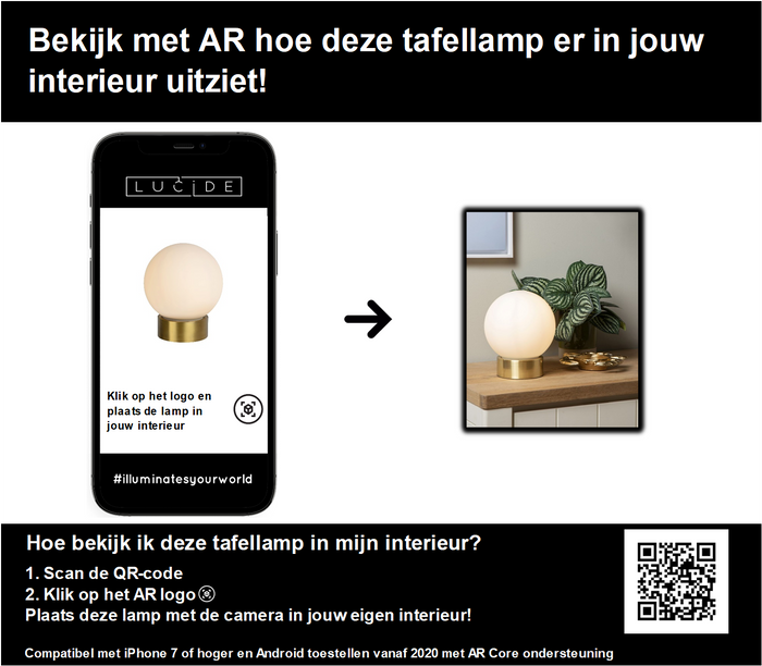 Lucide JORIT Tafellamp 1xE27 - Opaal