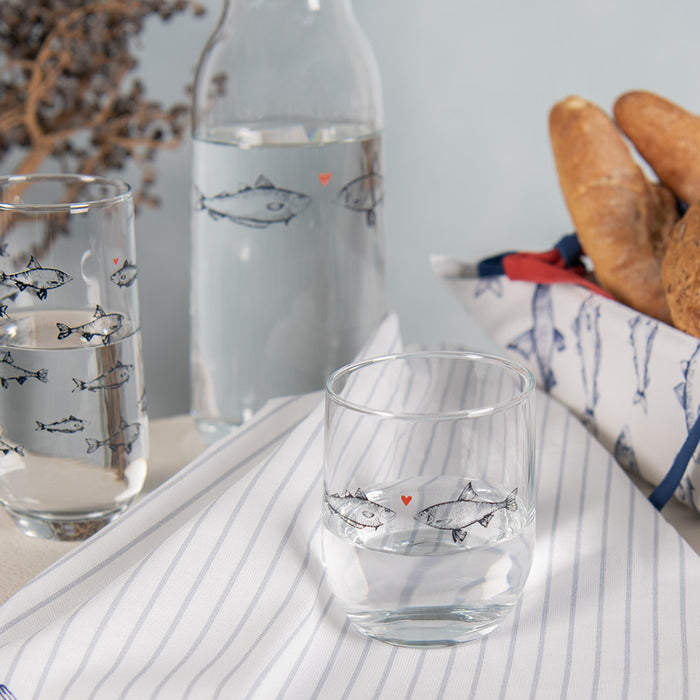 Clayre & Eef Karaf 1000 ml Transparant Glas Vissen Waterkan