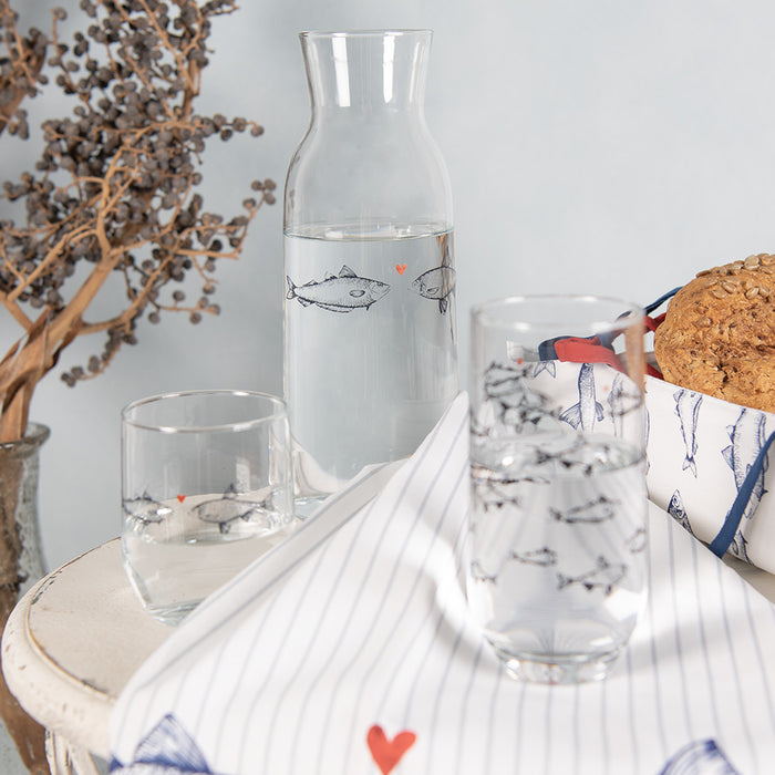 Clayre & Eef Karaf 1000 ml Transparant Glas Vissen Waterkan