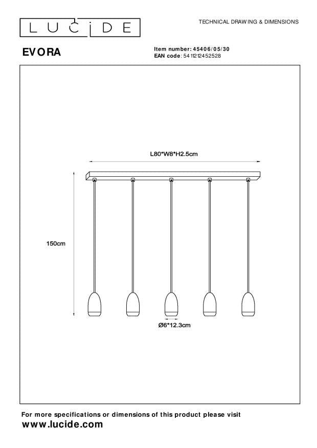 Lucide EVORA Hanglamp - Zwart