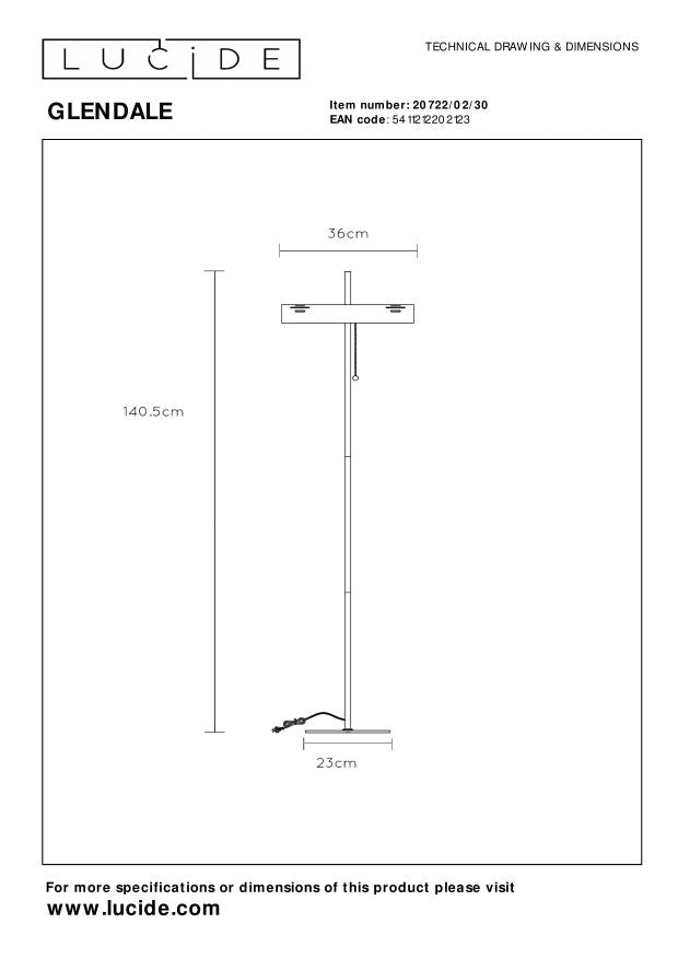 Lucide GLENDALE Vloerlamp 2xE27 - Zwart