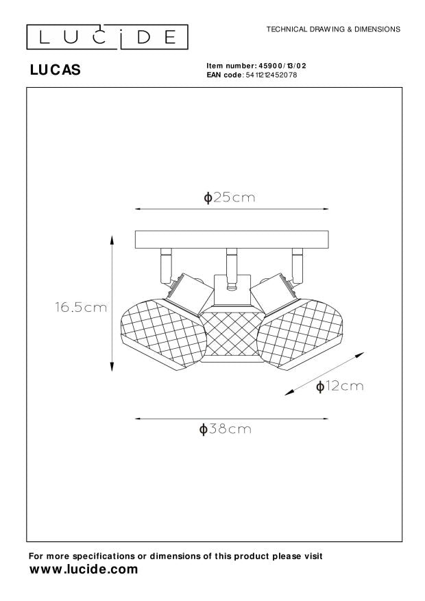 Lucide LUCAS Plafondspot - Mat Goud | Messing