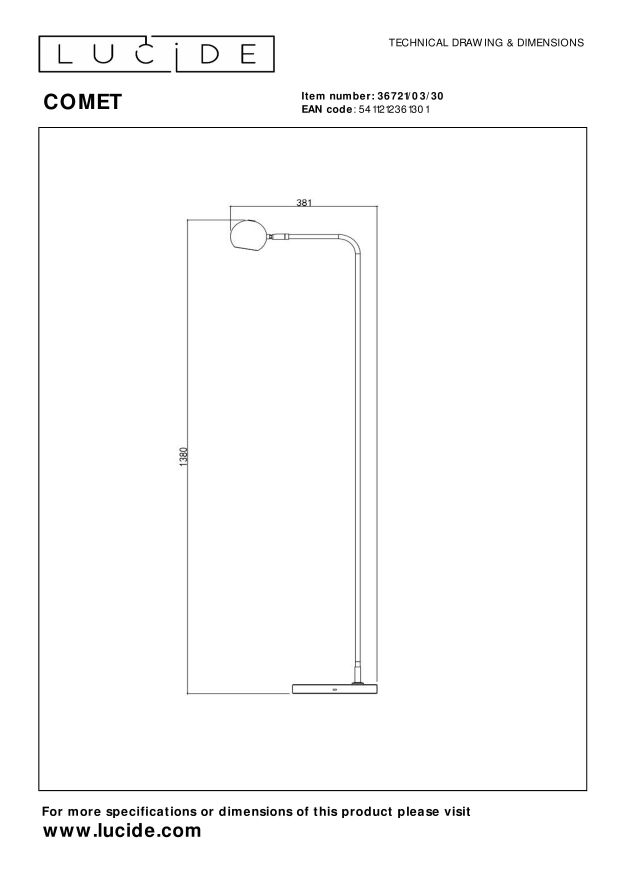 Lucide COMET Vloerlamp - Zwart