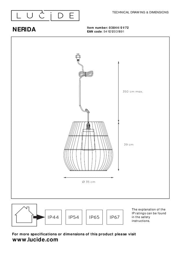 Lucide NERIDA Hanglamp - Naturel