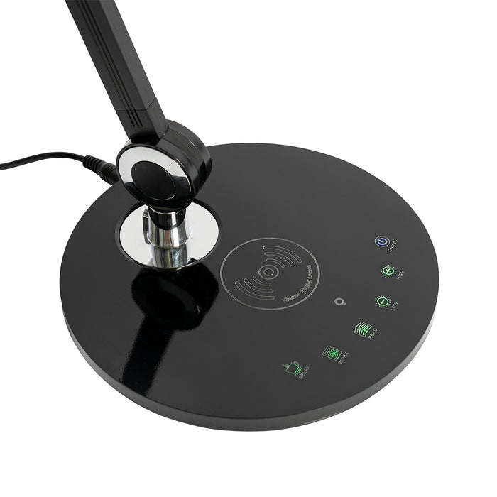 QAZQA Design tafellamp zwart incl. LED met touch en inductielader -