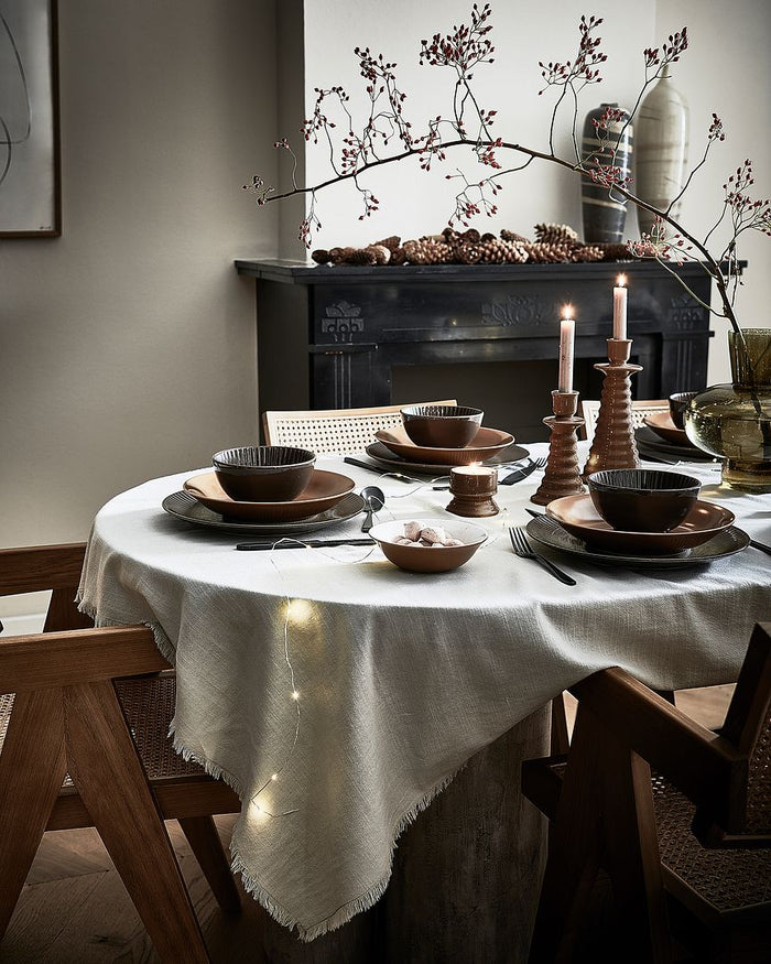 vtwonen Ceramic Waxinelichthouder - Set van 2 - Warm Brown