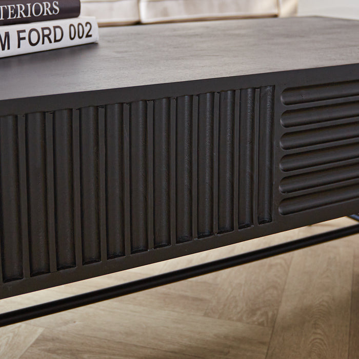 Dimehouse Salontafel met opbergruimte Jonas mangohout 120x60 cm zwart