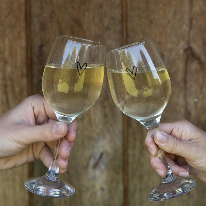 Clayre & Eef Wijnglas Hart 250 ml Transparant Glas Wijnkelk